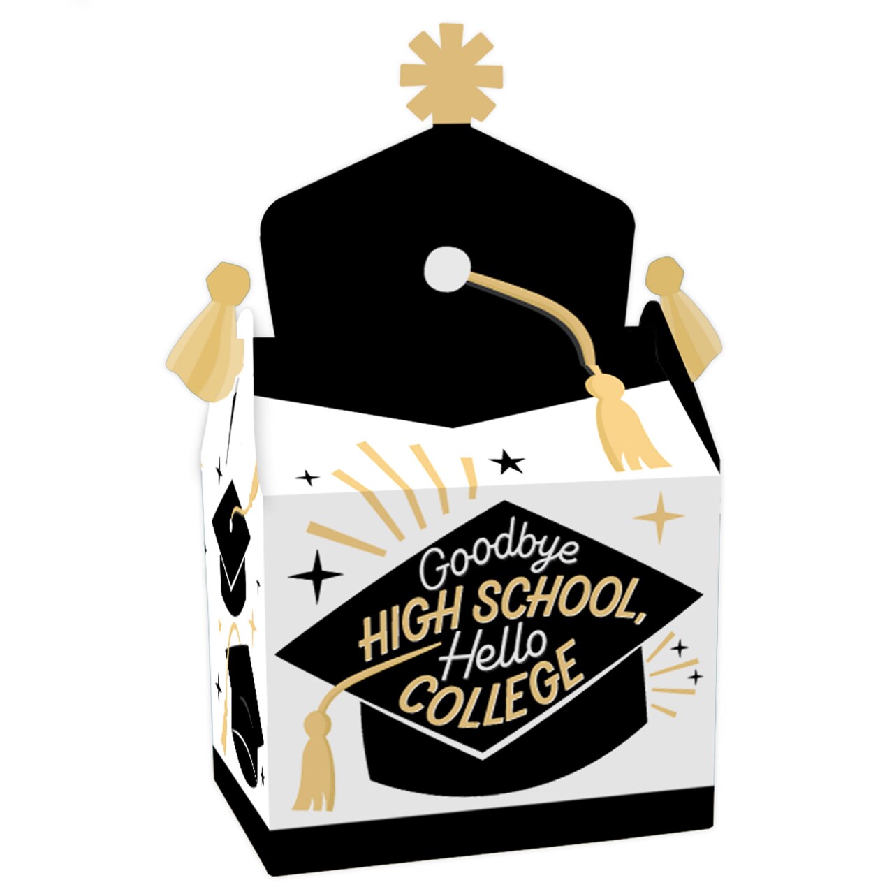 Big Dot of Happiness Goodbye High School, Hello College - Treat Box Party Favors - Graduation Party Goodie Gable Boxes - Set of 12